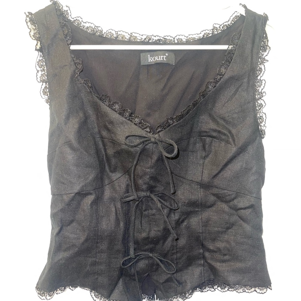 Kourt Black Lace-Up Women's Blouse